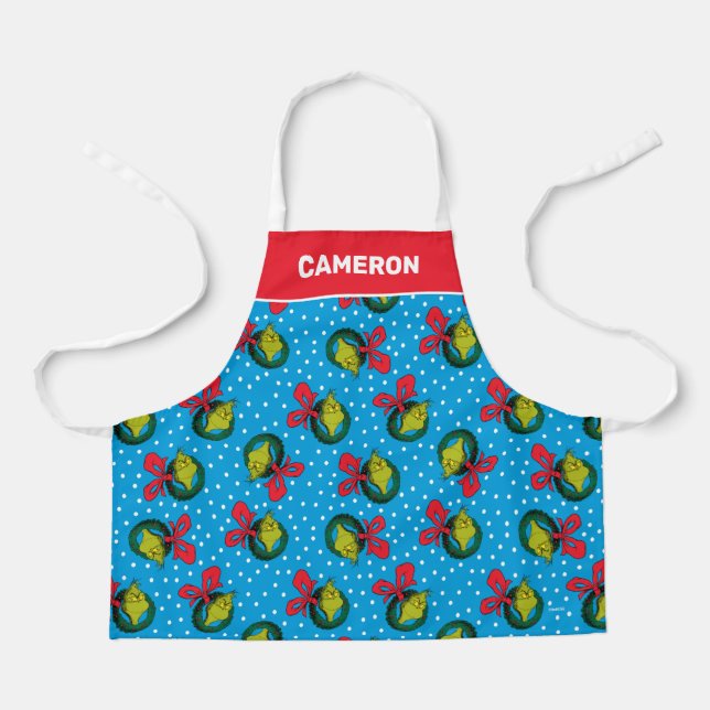 Dr. Seuss | Grinch | Christmas Wreath Pattern Apron (Front)