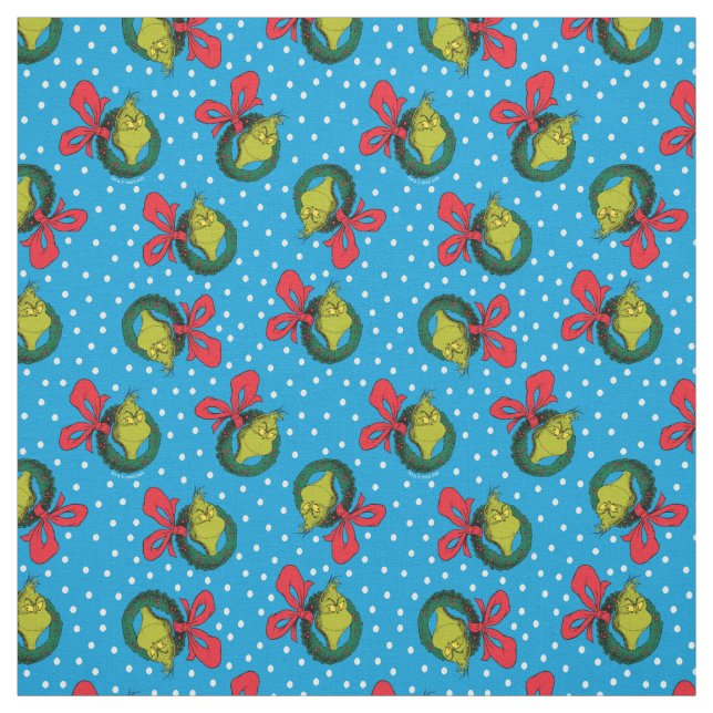 Dr. Seuss | Grinch | Christmas Wreath Pattern Fabric (Swatch)