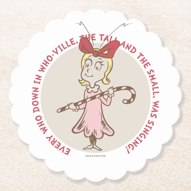 Dr. Seuss | Grinch | Cindy-Lou Who - Cute Quot Paper Coaster (Front)