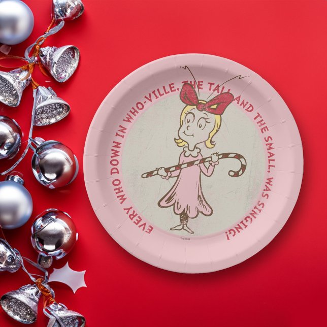 Dr. Seuss | Grinch | Cindy-Lou Who - Cute Quot Paper Plate (Plate on table)