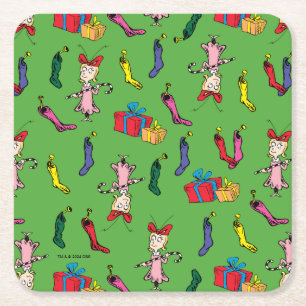 Dr. Seuss Grinch Cindy-Lou Who Pattern Square Paper Coaster