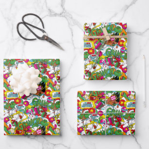 Dr. Seuss   Grinch Colourful Pattern Wrapping Paper Sheet