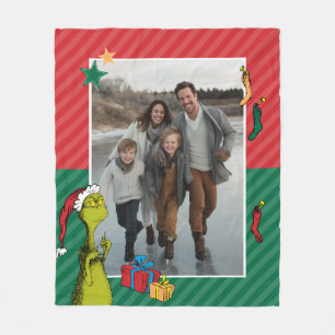Dr. Seuss Grinch Family Photo Holiday Fleece Blanket