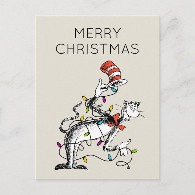 Dr. Seuss | Grinch | Mischievous Cat in the Ha Holiday Postcard (Front)