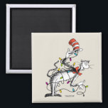 Dr. Seuss | Grinch | Mischievous Cat in the Ha Magnet<br><div class="desc">Have you ever seen a cat... in a hat? A colourful cat, who's usually up to mischief like in this design from Dr. Seuss. Seen here tangled in a mess of Christmas lights, this is one tricky cat. He must be in league with Grinch, in a plot to stop holiday...</div>