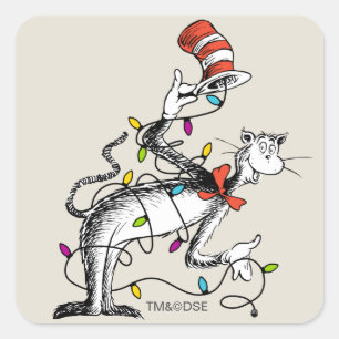 Dr. Seuss   Grinch   Mischievous Cat in the Ha Square Sticker