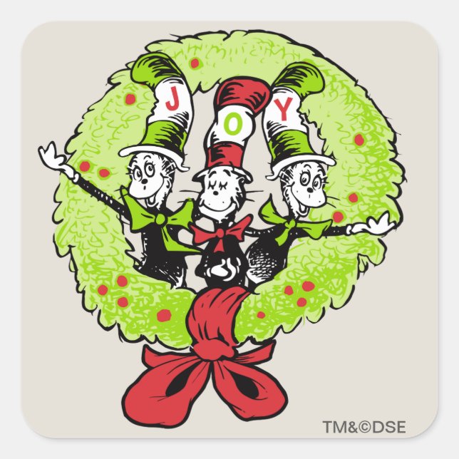 Dr Seuss | Grinch | Who-ville Christmas Joy Square Sticker (Front)