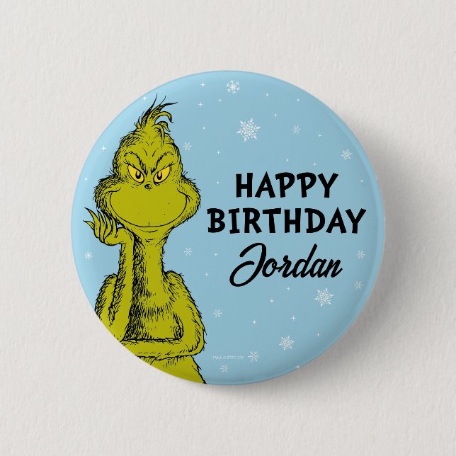 Dr. Seuss | Grinch Winter Birthday 6 Cm Round Badge (Front)