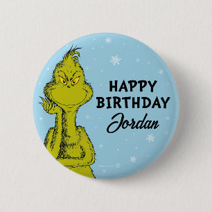 Dr. Seuss   Grinch Winter Birthday 6 Cm Round Badge