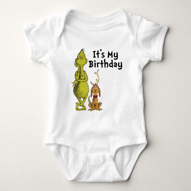 Dr. Seuss | Grinch Winter Birthday Baby Bodysuit (Front)