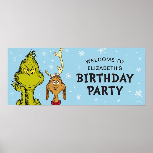 Dr. Seuss | Grinch Winter Birthday Welcome Poster (Front)