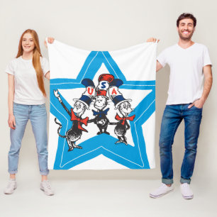 Dr. Seuss   Little Cats USA Hats Graphic Fleece Blanket