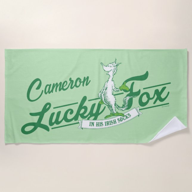 Dr. Seuss | Lucky Fox In His Irish Socks Beach Towel (Front)