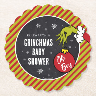 Dr. Seuss   Oh Boy Grinch Baby Shower Paper Coaster