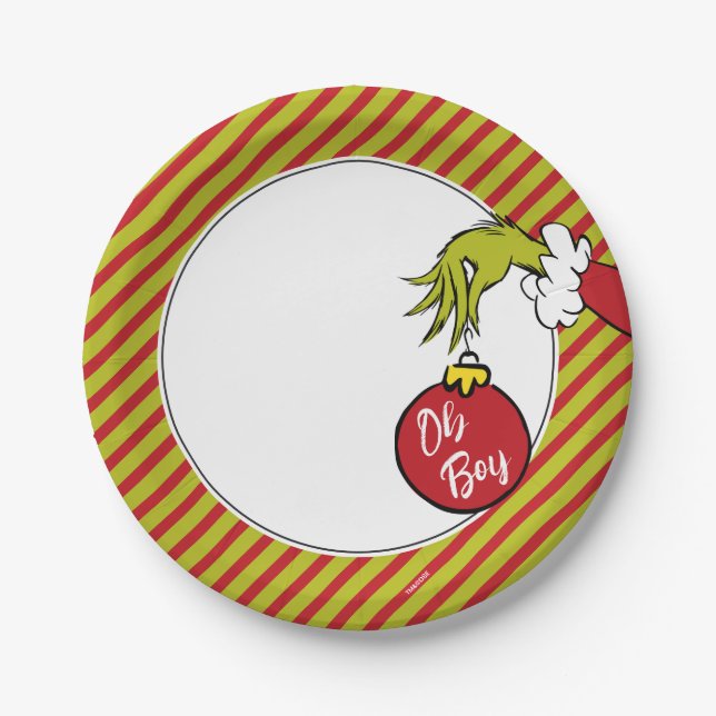 Dr. Seuss | Oh Boy Grinch Baby Shower Paper Plates (Front)