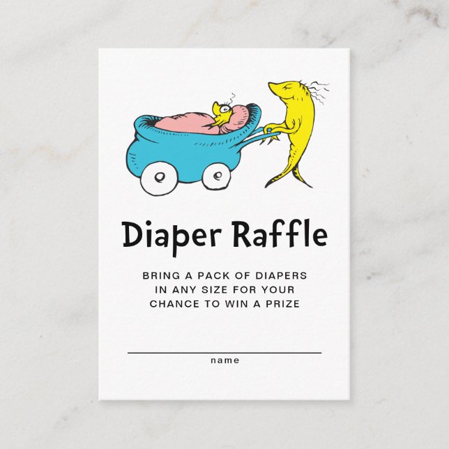 Dr. Seuss | One Fish - Boy Baby Diaper Raffle Enclosure Card (Front)