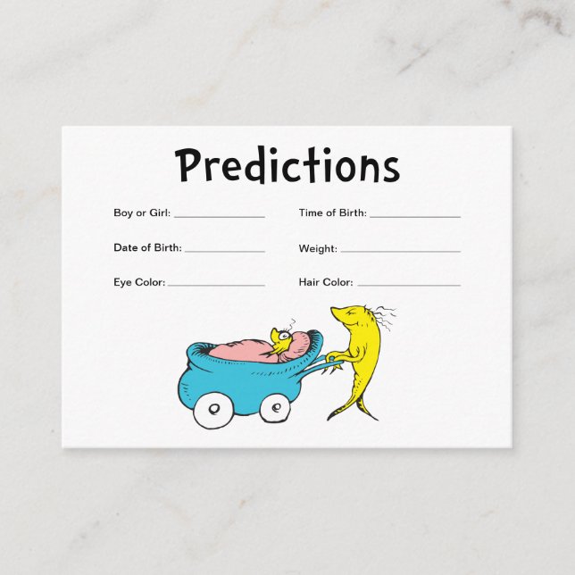 Dr. Seuss | One Fish - Boy Baby Predictions Enclosure Card (Front)