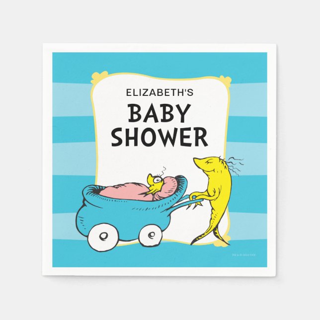 Dr. Seuss | One Fish - Boy Baby Shower Napkin (Front)