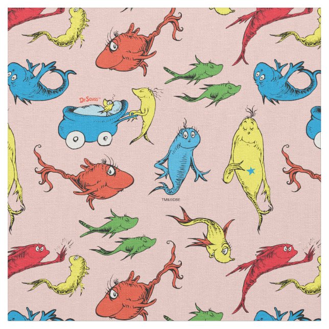 Dr. Seuss | One Fish Two Fish Pattern Fabric (Close Up)