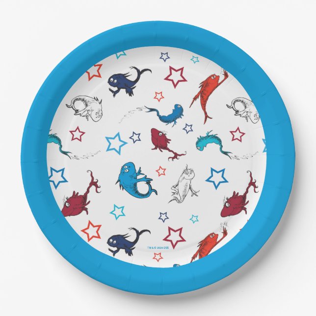 Dr. Seuss | One Fish Two Fish Star Pattern Paper Plate (Front)