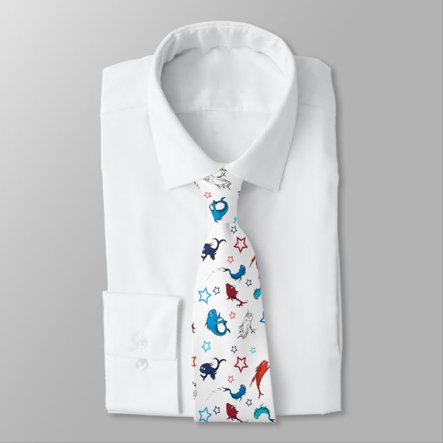 Dr. Seuss | One Fish Two Fish Star Pattern Tie (Tied)