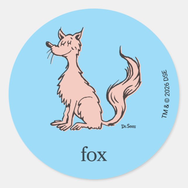Dr. Seuss | Pink Fox Classic Round Sticker (Front)