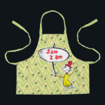 Dr. Seuss | Sam-I-Am Holding Sign Apron<br><div class="desc">Don't knock it until you try it, you might just like it! GREEN EGGS AND HAM is a classic Dr. Seuss story where Sam-I-Am tries to get his friend to try some green eggs and ham, and he does indeed end up loving them. Check out Sam-I-Am holding up a sign...</div>