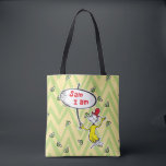 Dr. Seuss | Sam-I-Am Holding Sign Tote Bag<br><div class="desc">Don't knock it until you try it, you might just like it! GREEN EGGS AND HAM is a classic Dr. Seuss story where Sam-I-Am tries to get his friend to try some green eggs and ham, and he does indeed end up loving them. Check out Sam-I-Am holding up a sign...</div>