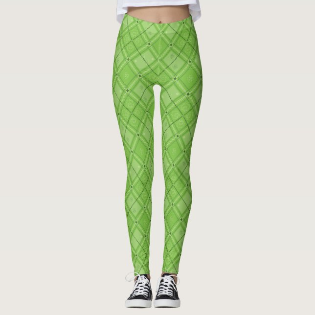 Dr. Seuss | St. Patrick's Day Plaid Pattern Leggings (Front)