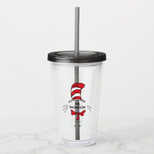 Dr. Seuss   The Cat in the Hat Custom Teacher Name Acrylic Tumbler