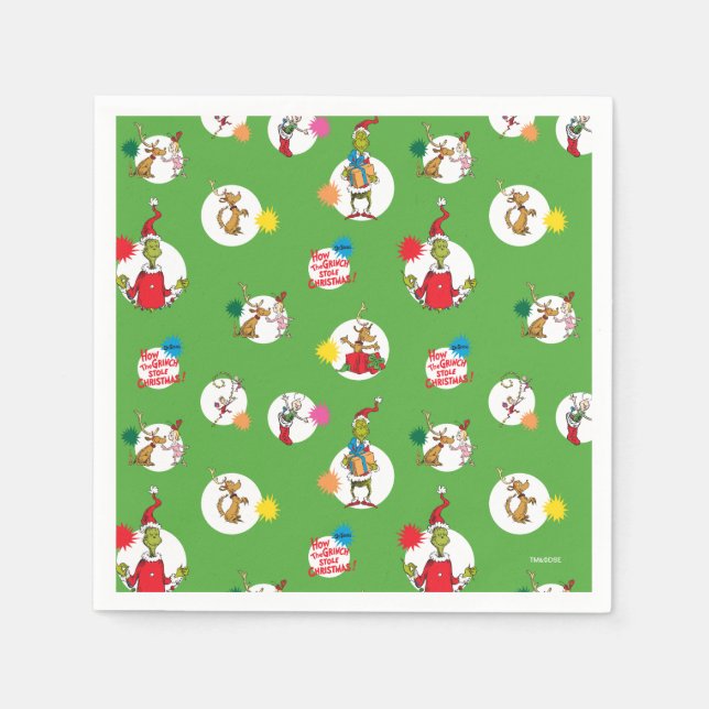 Dr Seuss | The Grinch | Christmas Polka Dots Napkin (Front)