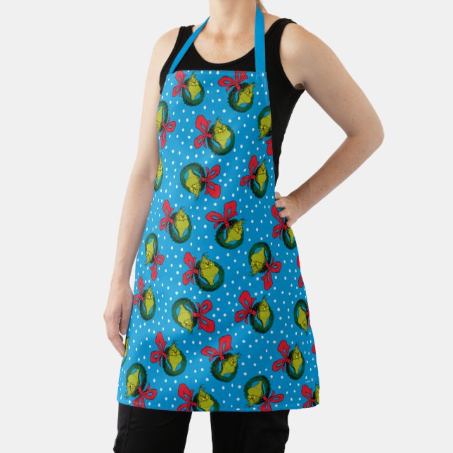 Dr. Seuss | The Grinch | Christmas Wreath Pattern Apron (Insitu)