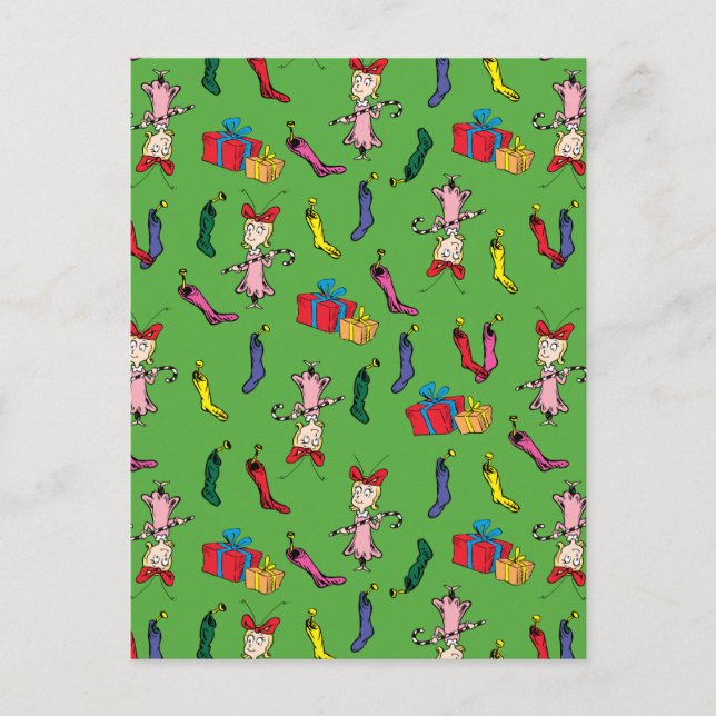 Dr. Seuss | The Grinch | Cindy-Lou Who Pattern Postcard (Front)