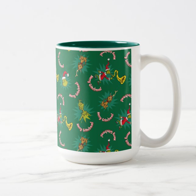 Dr Seuss | The Grinch | Merry Grinchmas Pattern Two-Tone Coffee Mug (Right)