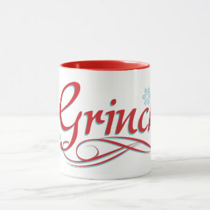 Dr. Seuss The Grinch - Red and Blue Script Mug