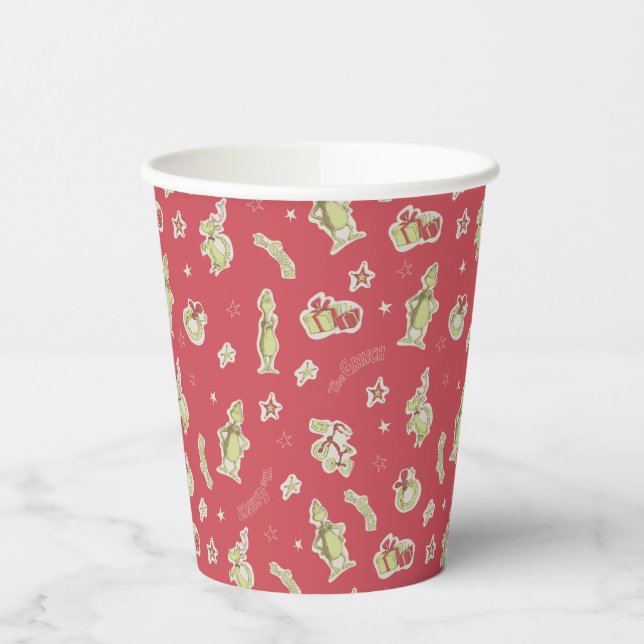 Dr. Seuss | The Grinch | Red Christmas Pattern Paper Cups (Left)