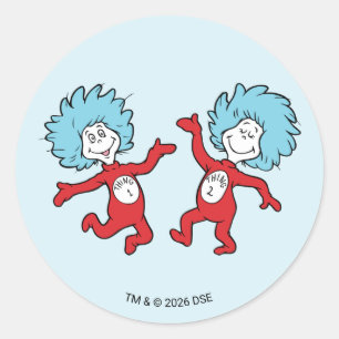 Dr. Seuss Thing 1 and Thing 2 Character Classic Round Sticker