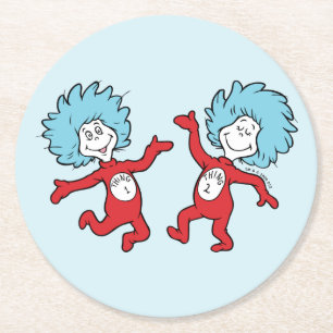 Dr. Seuss Thing 1 and Thing 2 Character Round Paper Coaster