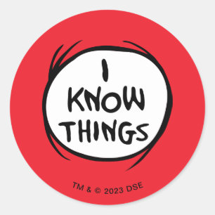 Dr. Seuss   Thing One Thing Two - I Know Things Classic Round Sticker