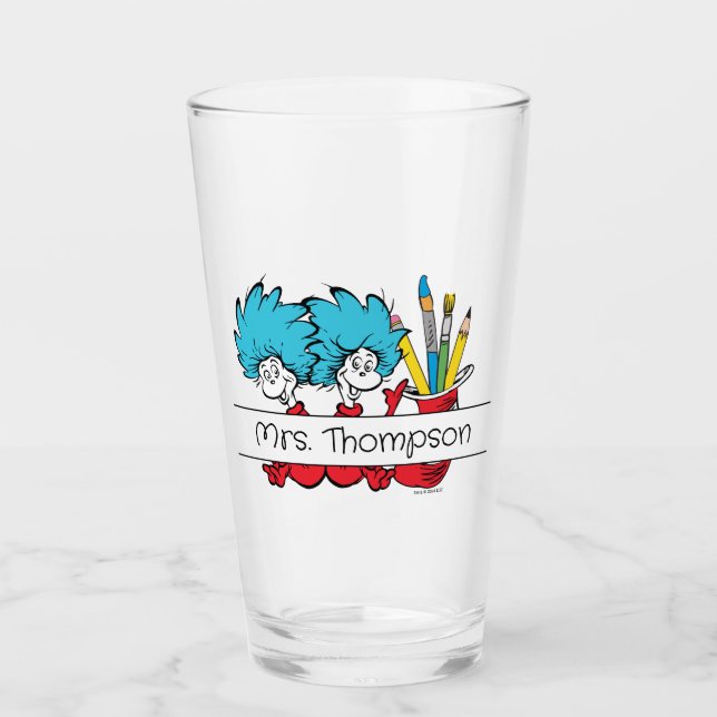 Dr. Seuss | Thing One Thing Two Teacher Name Glass (Front)