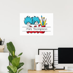Dr. Seuss   Thing One Thing Two Teacher Name Poster
