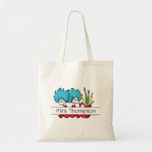 Dr. Seuss | Thing One Thing Two Teacher Name Tote Bag (Front)