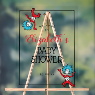 Dr. Seuss Thing One Thing Two   Twins Baby Shower Acrylic Sign
