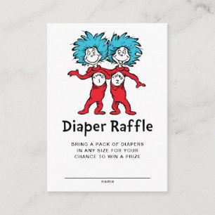 Dr. Seuss Thing One Thing Two Twins Diaper Raffle Enclosure Card