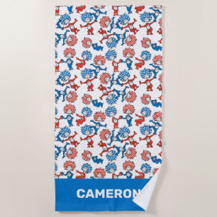 Dr. Seuss Thing One Thing Two US Flag Pattern Beach Towel