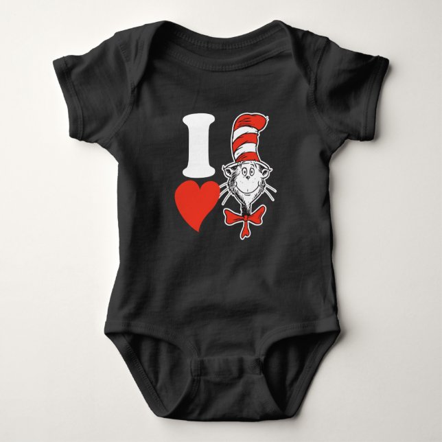 Dr. Seuss Valentine | I Heart Cat in the Hat Baby Bodysuit (Front)