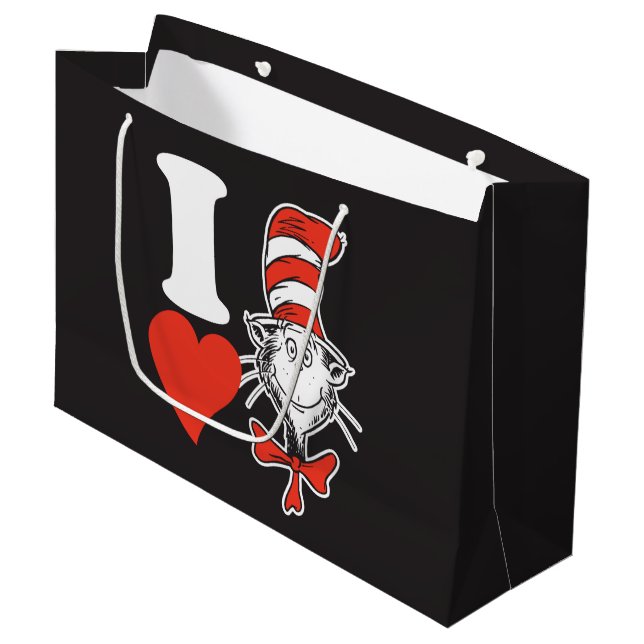 Dr. Seuss Valentine | I Heart Cat in the Hat Large Gift Bag (Front Angled)
