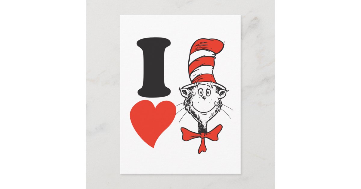 Dr Seuss Valentine I Heart The Cat In The Hat Holiday Postcard Zazzle Co Nz