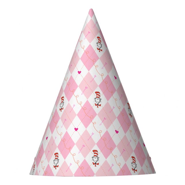 Dr. Seuss Valentine | Pink Argyle Cat in the Hat (Front)