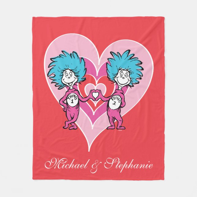 Dr. Seuss Valentine | Thing 1 Thing 2 Fleece Blanket (Front)